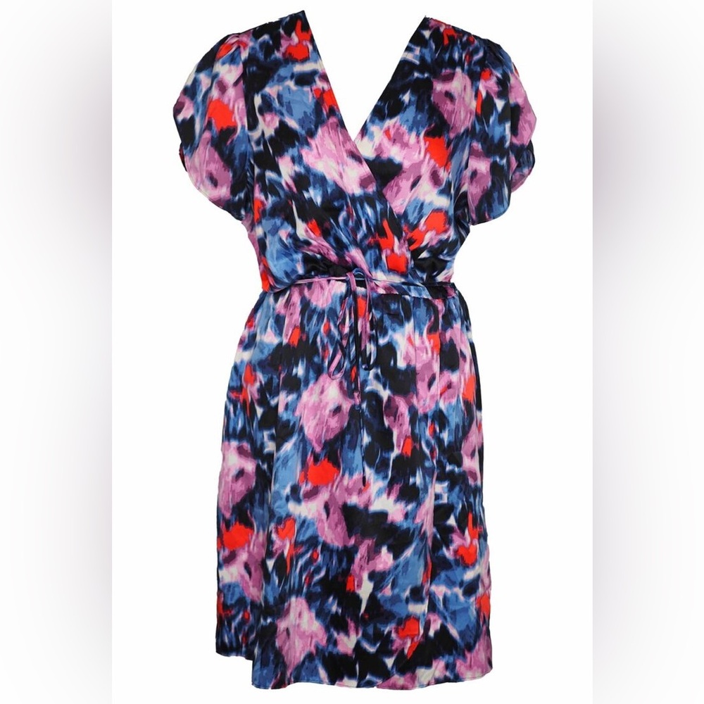 Women's Banana Republic Watercolor Flutter Sleeve‎ Short Faux Wrap Dress Size 4